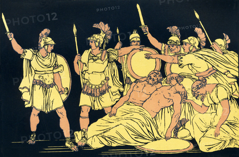 Turnus was the king of the Rutuli and leader of the Latins. He and his allies fought the chief enemy of Aeneas once he was in Italy. Turnus was opposed to the foreigners settling in Latium. Galaesus was a peaceful and just man who is killed in the early clash between the Trojans and Latins after Aeneas' son Ascanius kills the king's prize stag. Almo the oldest of the sons of the shepherd Tyrrhus. He was killed with an arrow in a clash between the Trojans and Latins. Turnus, distraught at their deaths, asks his men and allies to fight the Trojans and send them away.