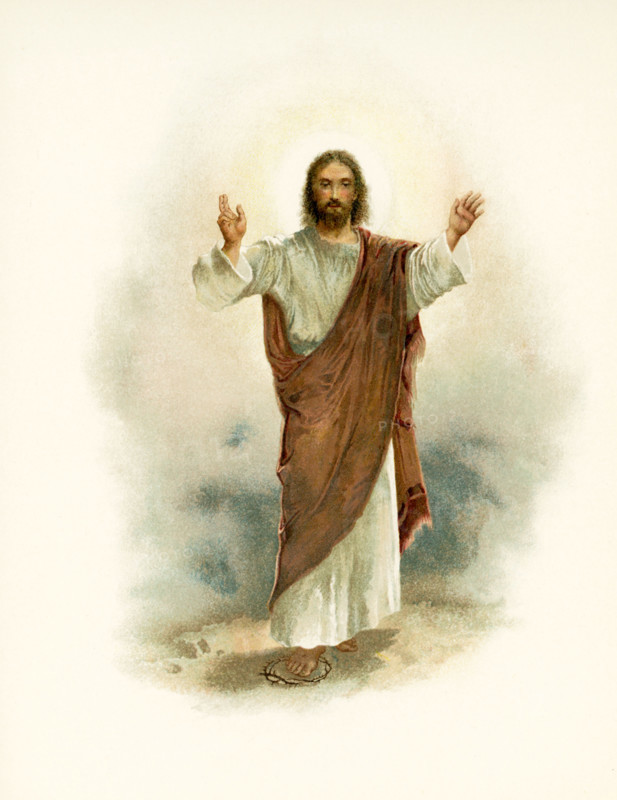 The caption for this illustrations reads:  I know that My Redeemer Liveth. Pictured here as the Redeemer is Jesus Christ, the central figure of the Christian religion. This illustration accompanied Phillips Brooks's book of poems. Philips Brooks was an American Episcopal clergyman and a rector at Boston's Trinity Church in the 1800s.