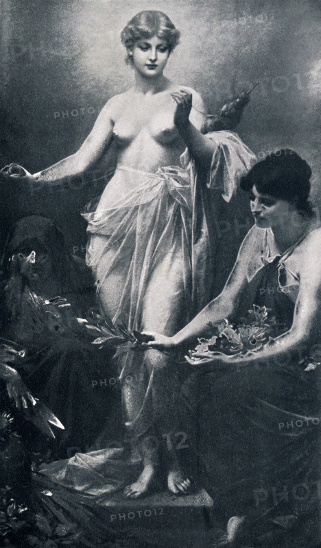 This photo of the sculpture titled The Three Fates by Paul Thumann dates to 1898. Thumann was a German illustrator and painter who died in 1834. The Romans called then the Parcae the Greeks knew them as the Moirai or Moerae. By name they were Clotho, who spun the thread of a person's life; Lachesis, who measured the thread; and Atropos, who cut it. The Romans knew them as Nona, Decuma, and Morta.