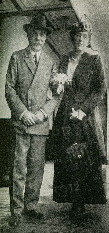 The caption for this photo that dates to 1922 reads: Last chapter in the famous Dumba incident. Good-bye, Doctor Dumba. Doctor and Madame Constantin Dumba aboard the S.S. Nieu Amsterdam, which carried the former Austrian Ambassadoe and his wife back home on the requesty to his government by the United States that he be recalled. Dumba was accused of espionage during World War I - that he had proposed certain measures to ensure that munitions would not be produced in the United States without difficulty.
