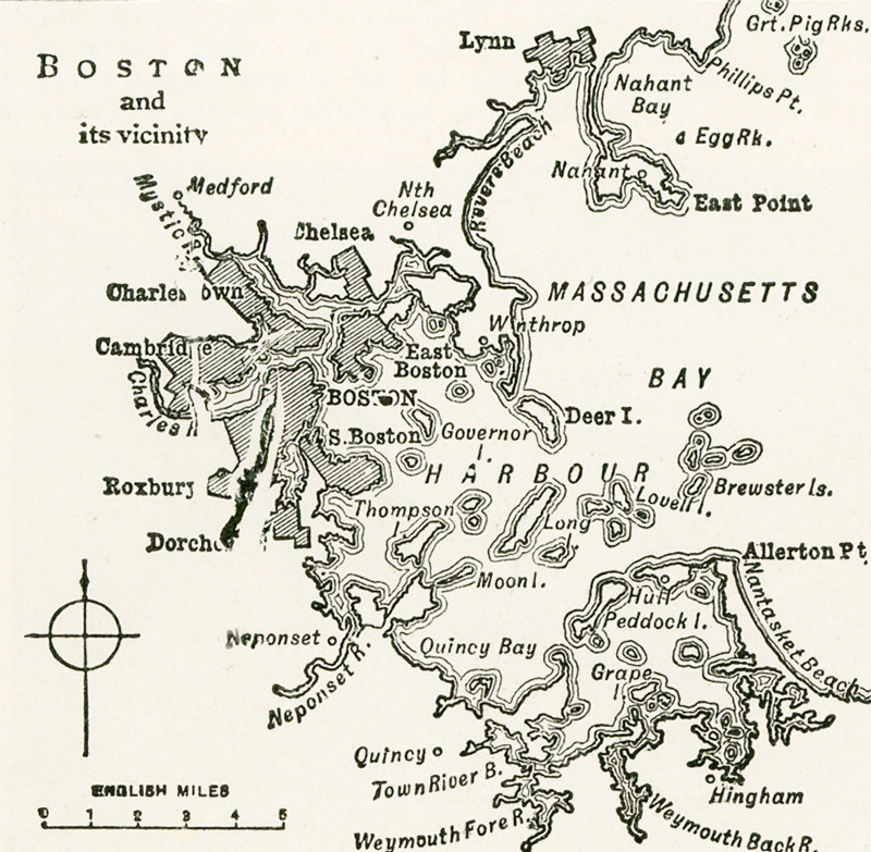 This map dates to 1922 and shows Boston and its vicinity at the time.