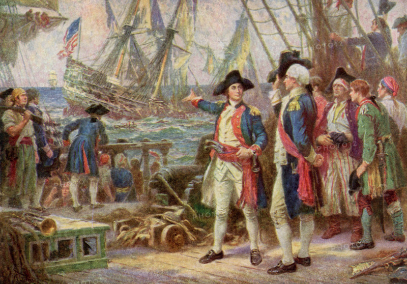 This illustration dates to 1922. The caption reads: The Ship that sunk in victory. The picture's title is the name given to the painting by J.L.G. Ferris, an American painter who died in 1930. The battle dates to the American Revolution, specifically September 23, 1779. The site is off Flamborough Head, Yorkshire, England. The Bon Homme Richard encountered the Royal Navy ship Serapis. Victory seemed to be certian for the British and the British commander asked john Paul Jones, head of the Bon Homme Richard, to surrender. Jones replied: ""I have not yet begun to fight."" Jones then was able to lash the two ships together, overpowered the British, who surrendered. But the Bon Homme Richard was on fire and sank soon after. Jones took possession of the Serapis and sailed her away for repairs.