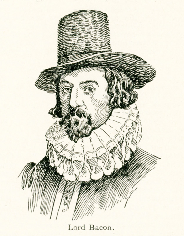 This illustration of Lord Bacon (1561-1626) dates to the early 1920s. Bacon was an English philosopher and statesman who served as Attorney General and as Lord Chancellor of England. Bacon has been called the father of empiricism. He is best known for his promotion of the scientific method.
