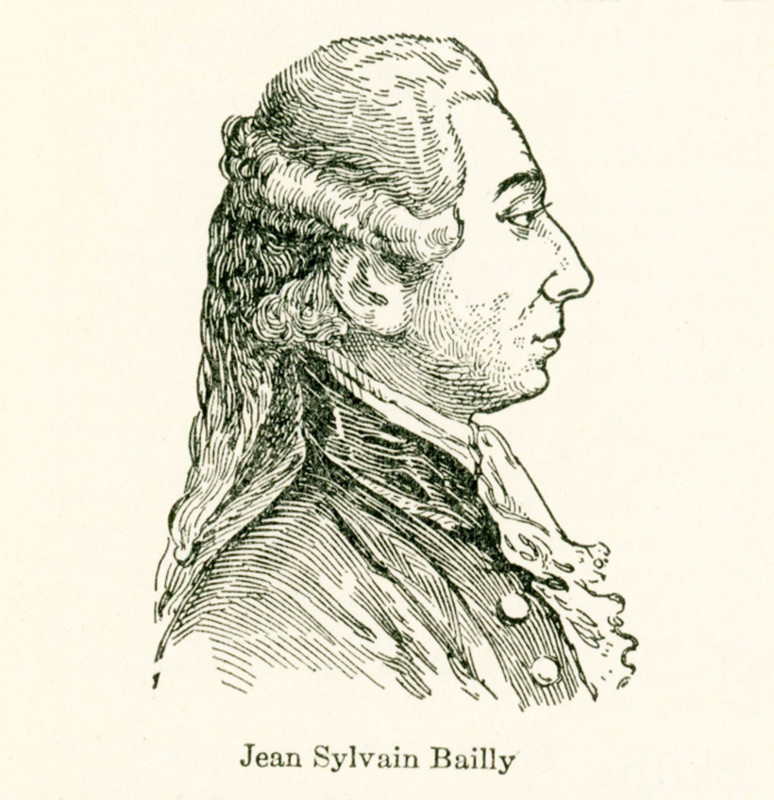 This illustration of Jean Sylvain Bailly (1736-1793) dates to the early 1920s. Jean Sylvain Bailly was a French astronomer, mathematician, freemason, and political leader of the early part of the French Revolution. He presided over the Tennis Court Oath, served as the mayor of Paris from 1789 to 1791, and was ultimately guillotined during the Reign of Terror.