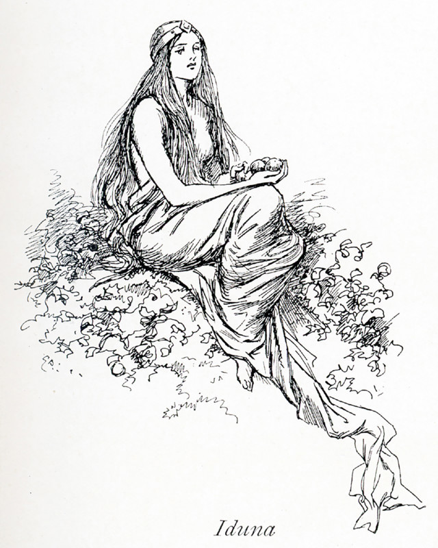 Idun, also spelled Idunn, or Iduna, in Norse mythology, the goddess of spring or rejuvenation and the wife of Bragi, the god of poetry. She was the keeper of the magic apples of immortality, which the gods must eat to preserve their youth. This illustration by Gordon Browne dates to 1913.