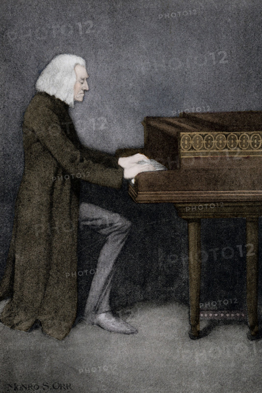 This illustration shows Franz Liszt. Liszt (1811-1886) was a Hungarian pianist and composer of enormous influence and originality. He was renowned in Europe during the Romantic movement.