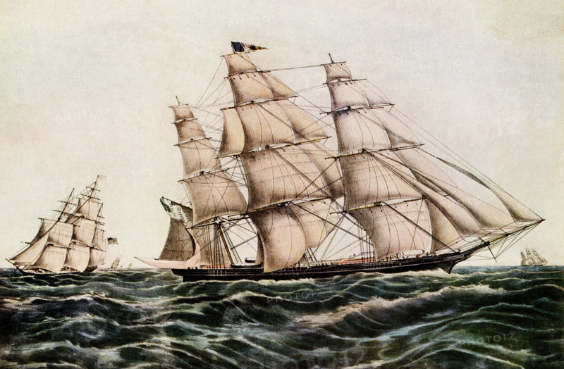 Clipper Ship 'Sweepstakes' F F Palmer lith publisher N Currier 1855.