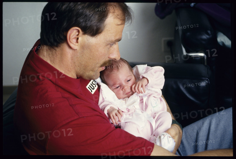 Gustav Weder, bobber, with his daughter Celina 1993.
