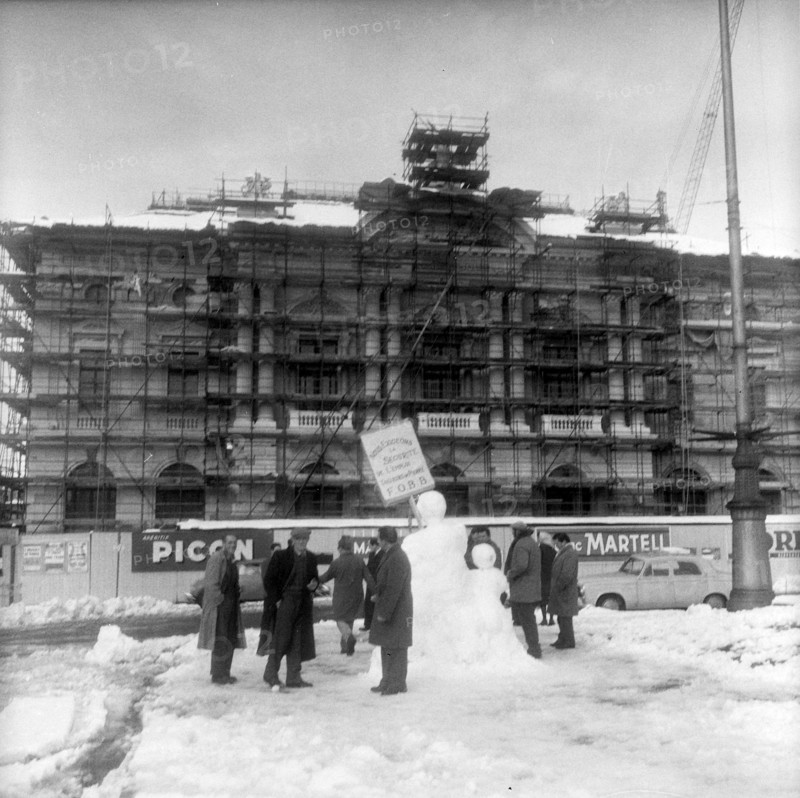 Stonemasons on strike, 1960.