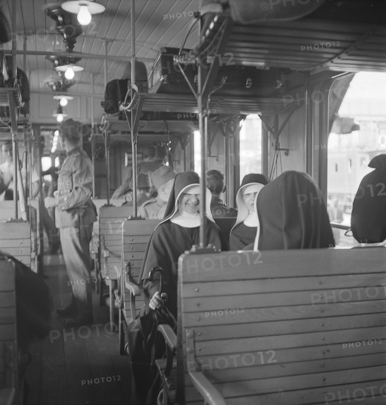 Nurses in a train; 1939.