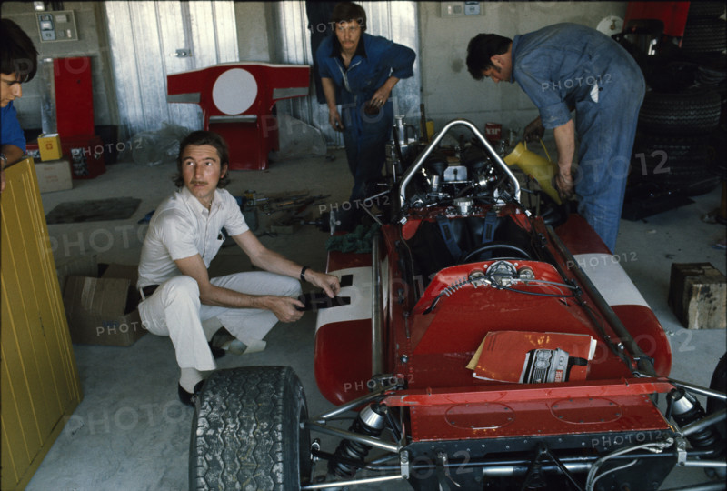 Jo Siffert and mechanic Oberson, Fribourg 1971.