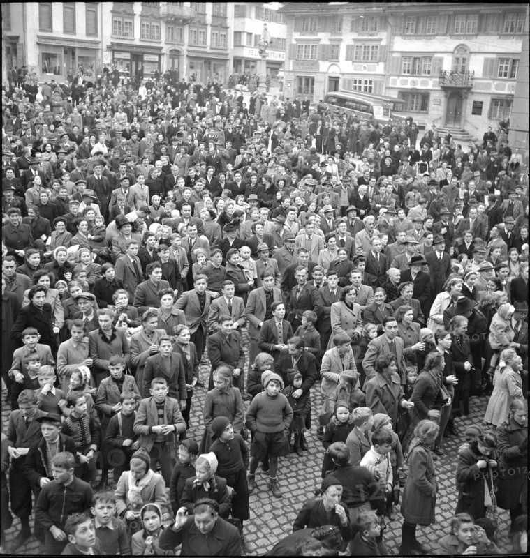 Carnival procession in Schwyz, 1950.