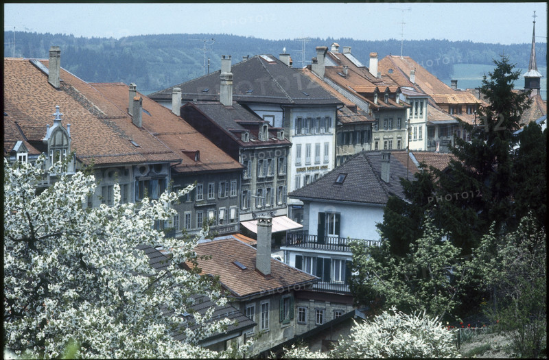 Buildings of the old part of Romont 1979.