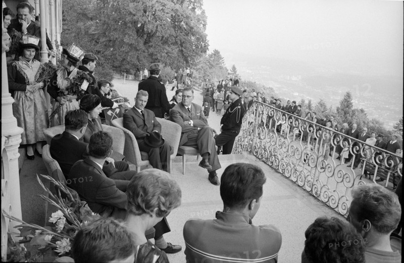 Roger Bonvin visiting the Federal sports school Magglingen; 1962.