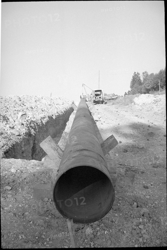 Cernier, Pipeline for refinery Cressier under construction, 1966.