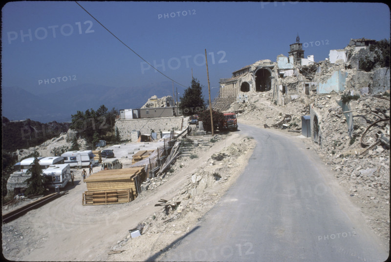Destroyed village after earthquake, Campania 1981.