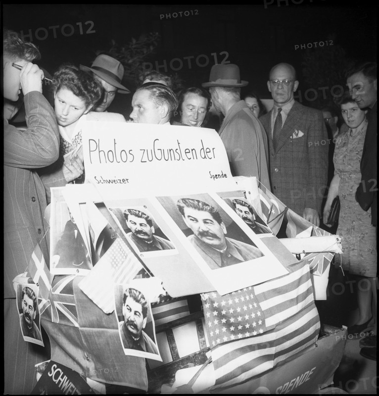 May 8th. 1945: Armistice's day: Selling photos for the Swiss yy.