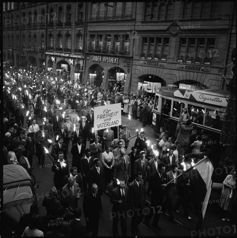 Torchlight procession against USSR in Hungary, Berne 1958.