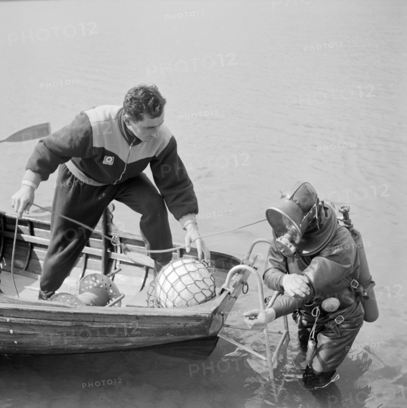 Diver with modern diving suit.