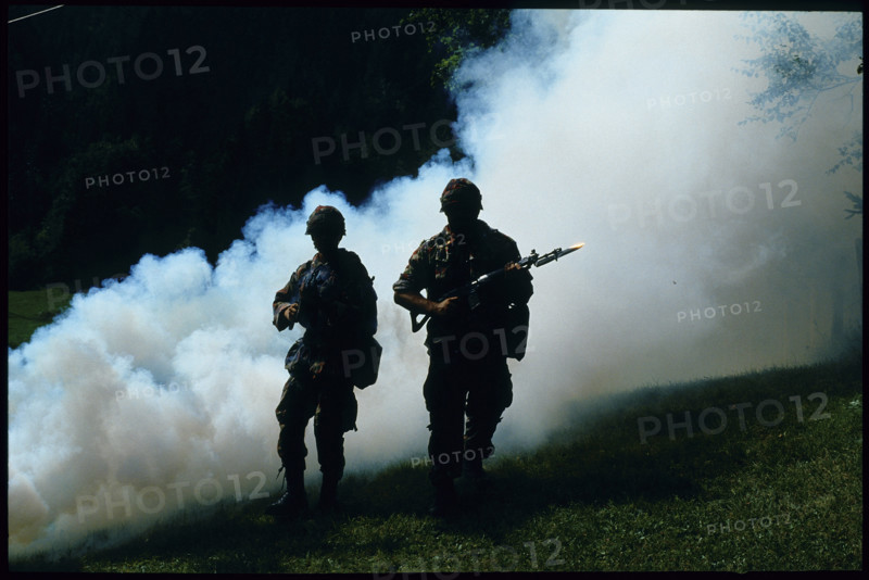 Soldiers at combat training, 1992.