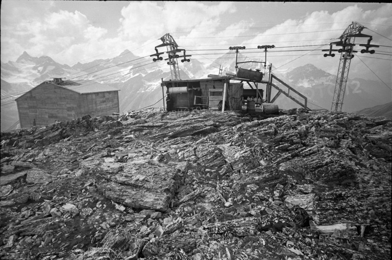 Ropeway in the Valais alps, 1967.