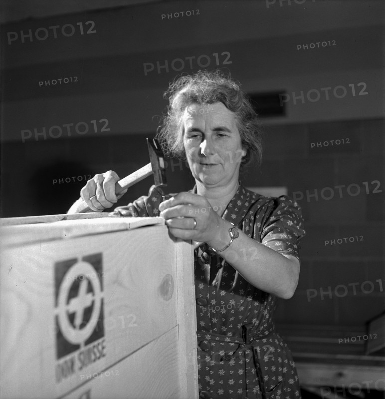 Gathering natural produce for Swiss donation, 1945.