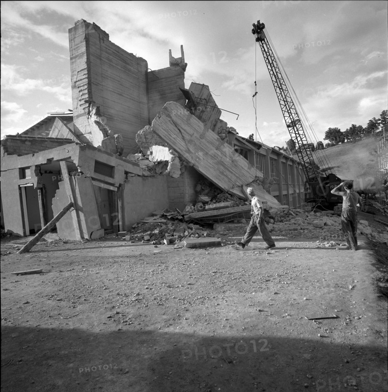 Furniture factory devastated by  dust explosion, Wolhusen 1958.