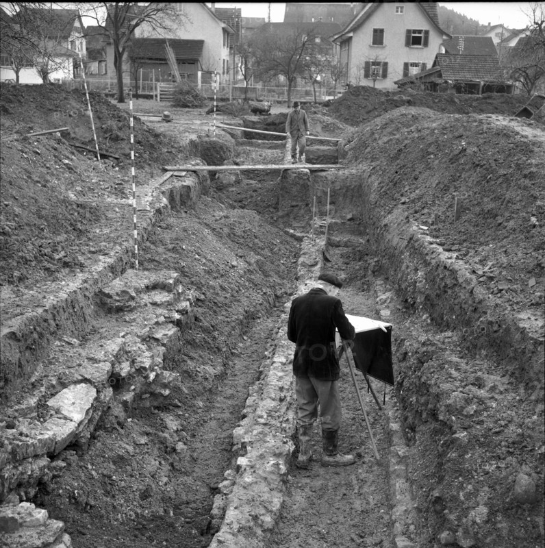 Excavation of Roman officer appartments in Windisch, 1954.