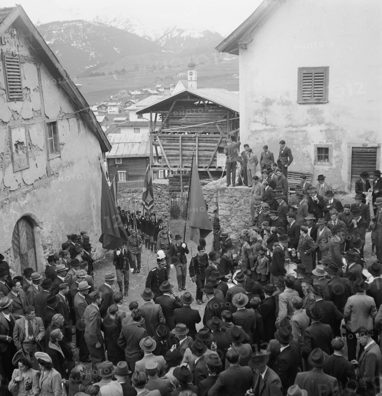 Voting in Disentis, 1945.