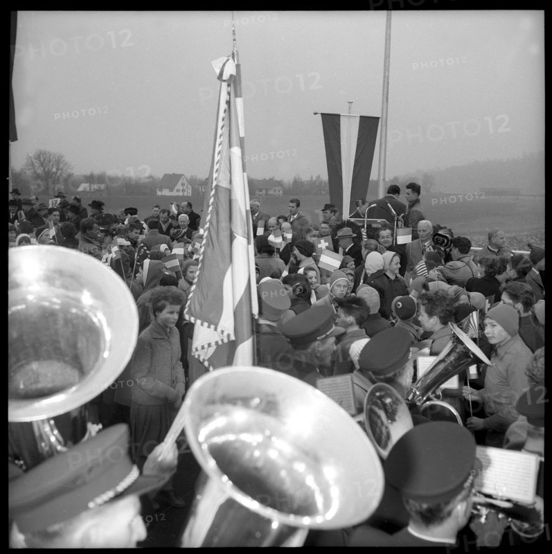 Inauguration of the new built bridge over the Rhine; 1956.