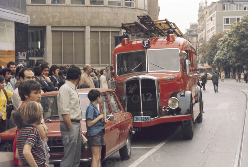 Firefighting exercise in Zurich, 1971.