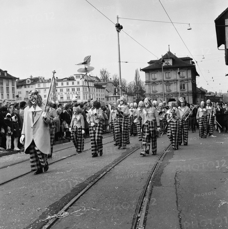 Carnival parade in Zurich, 1960.