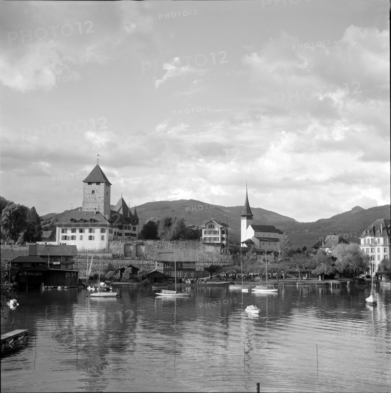 Castle and church Spiez 1951.