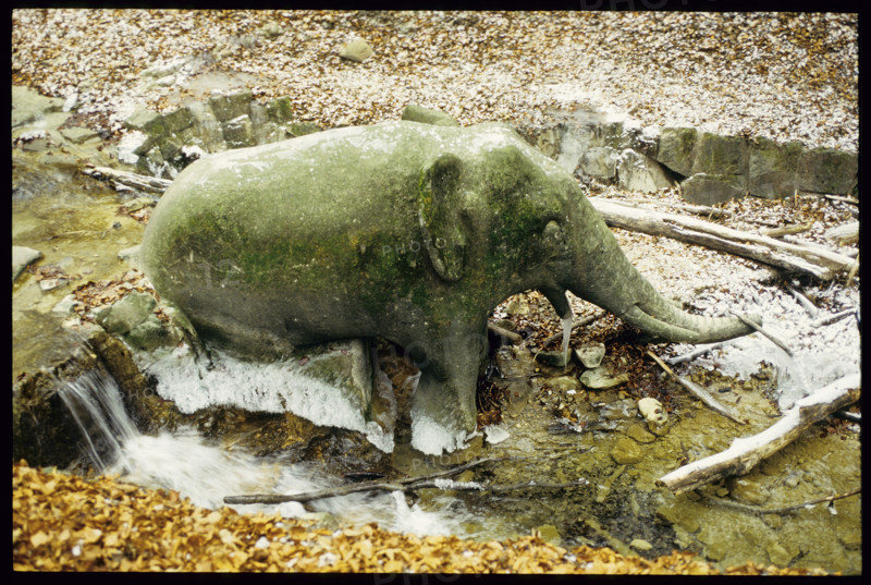 Stone elephant in Elephant stream, Witikon.