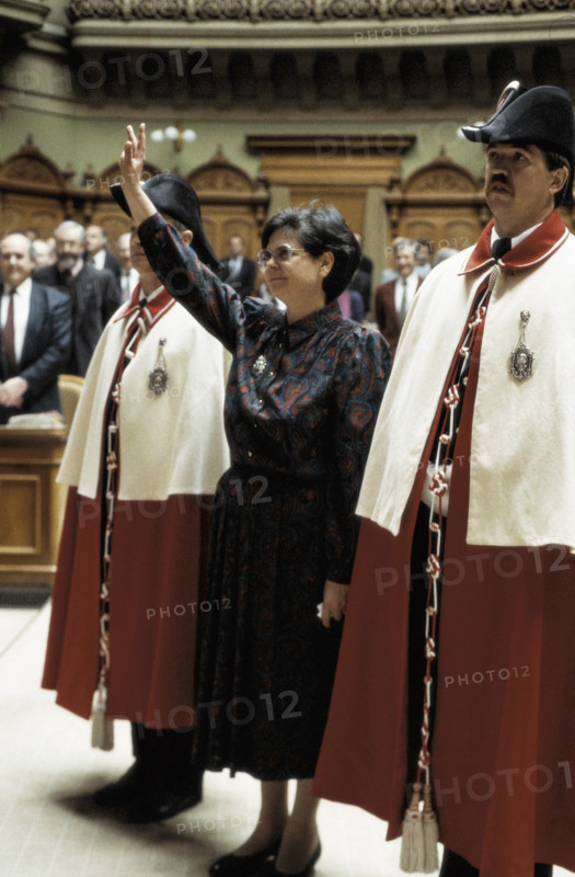 Ruth Dreifuss is swearing after being elected.