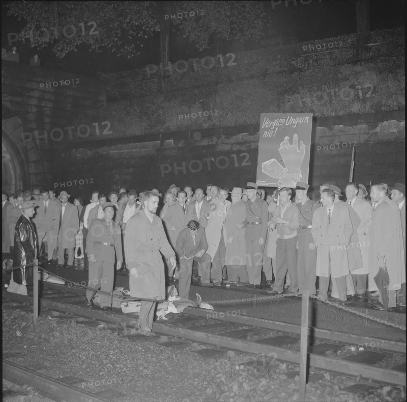 Protest against Moscow travelers at their comeback, 1957.