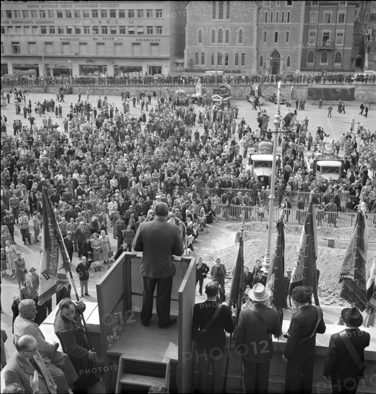 Speaker at May Day rallies in Lausanne 1953.