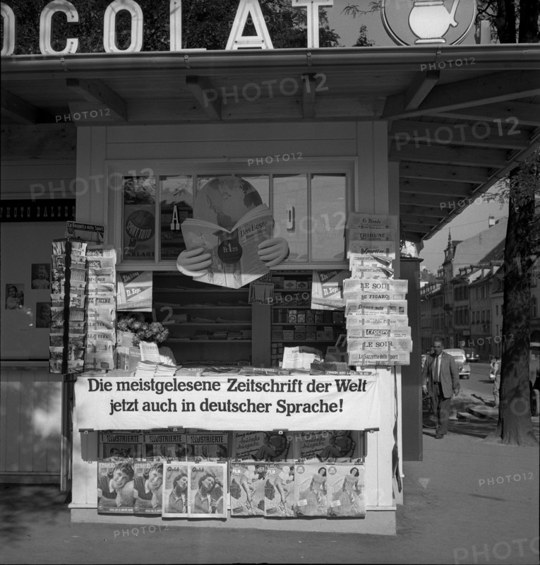 Azed newsstand: advertising for Das Beste, 1948.