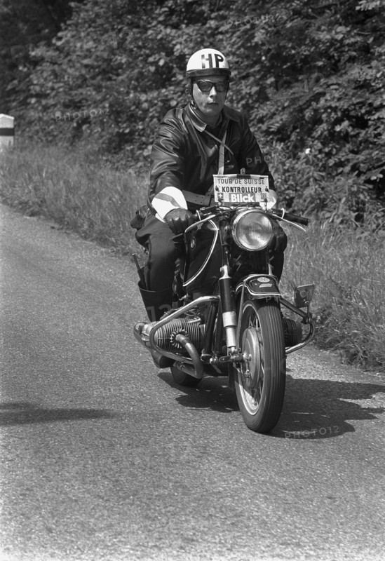 Tour de Suisse 1967: Motor cycle policeman.