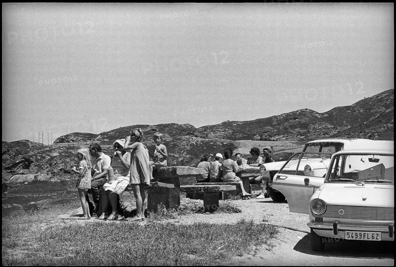 Families having a picnic on Simplon pass 1971