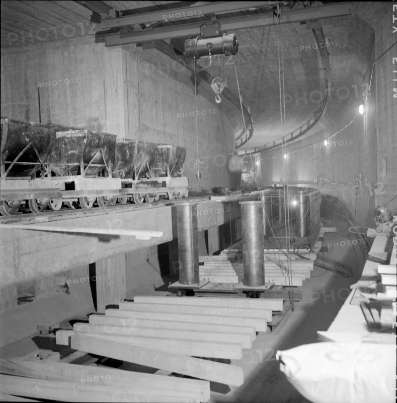 Tunnel in CERN proton synchrortron laboratory 1956
