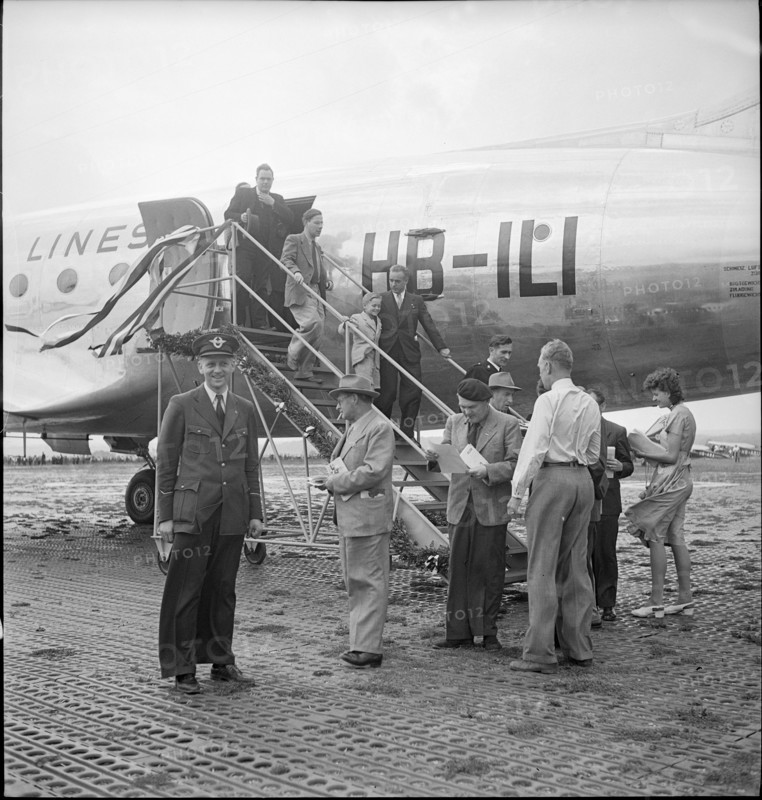 New Swissair DC4 in Basel-Mulhouse 1947