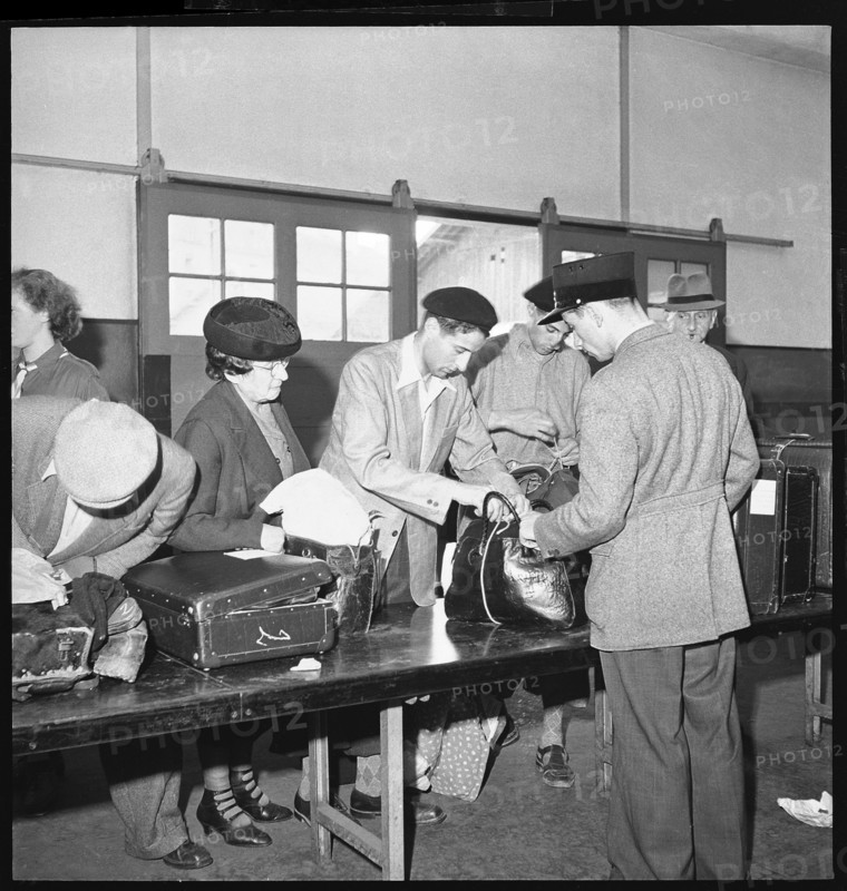 Baggage check before leaving; 1945