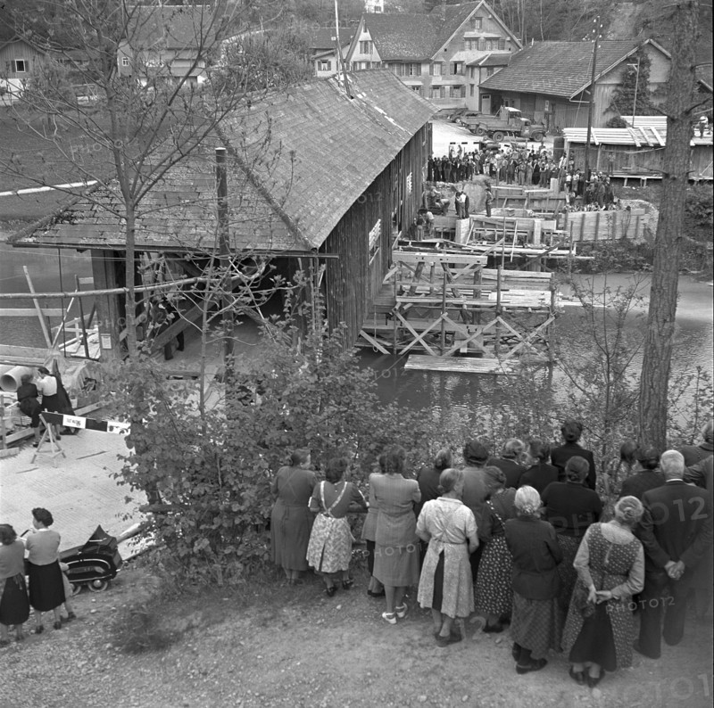 Displacement of an old wooden bridge; 1952