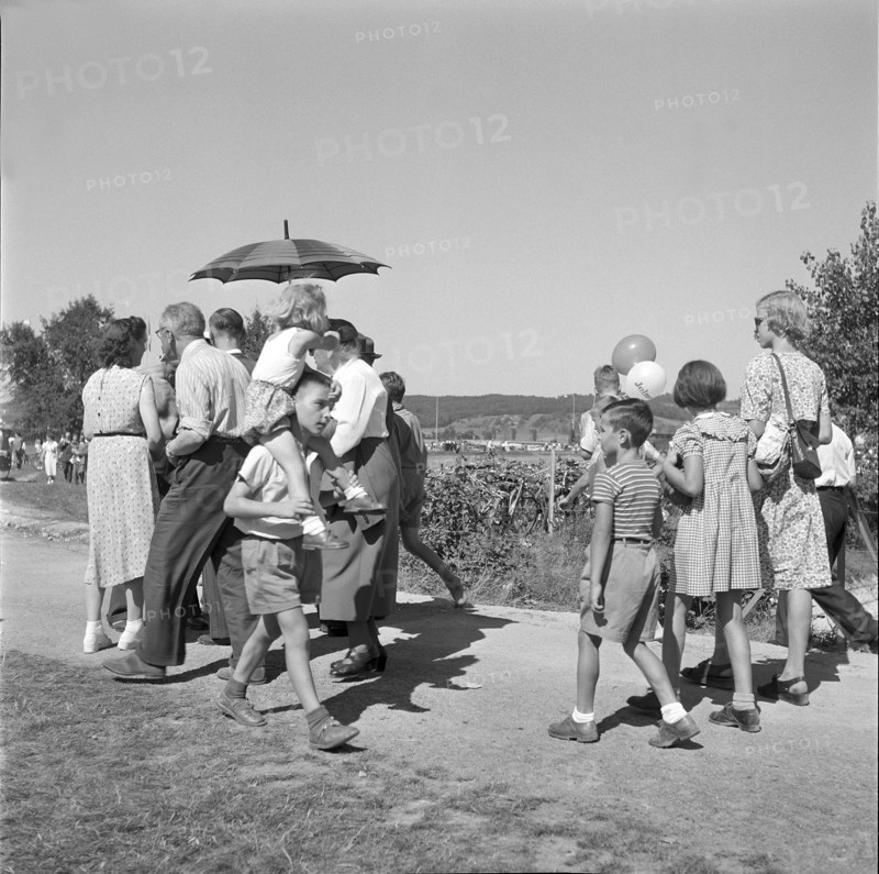 Spectators at aviation show, Zurich-Kloten airport 1953