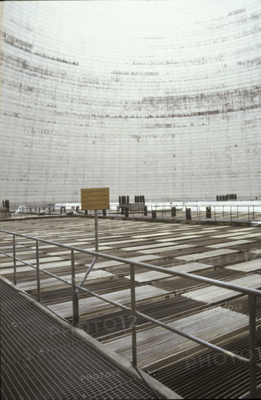 Nuclear power station Gösgen, cooling tower inside, 1980