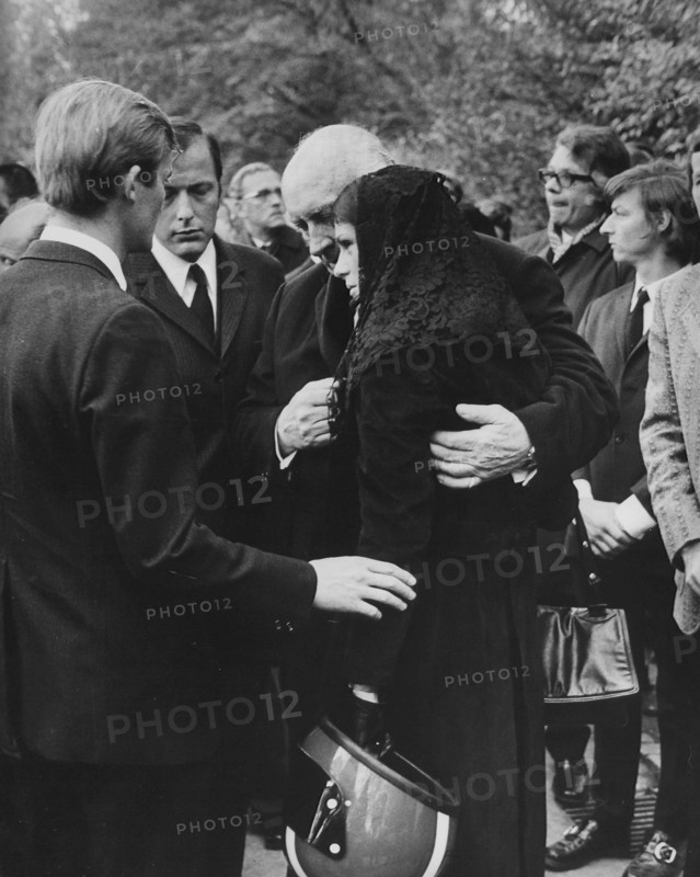 Jo Siffert's funeral, Friborg 1971; widow Simone Siffert-Guhl