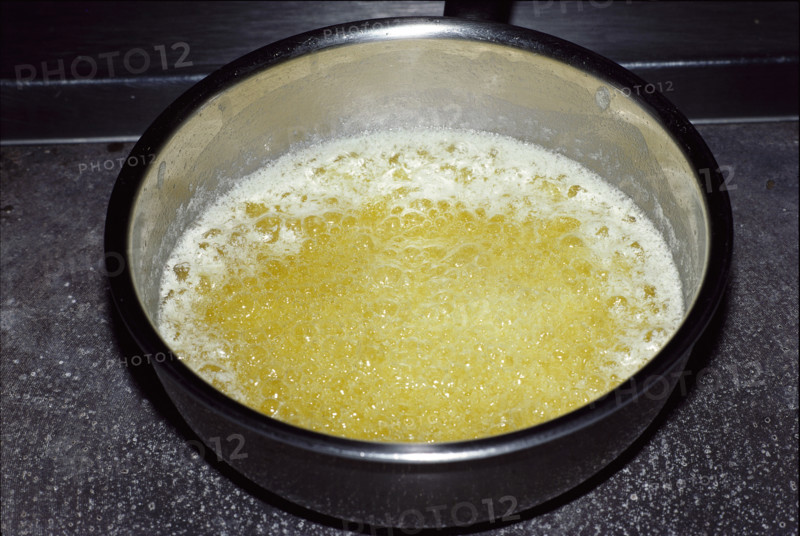 Melted butter in a pan