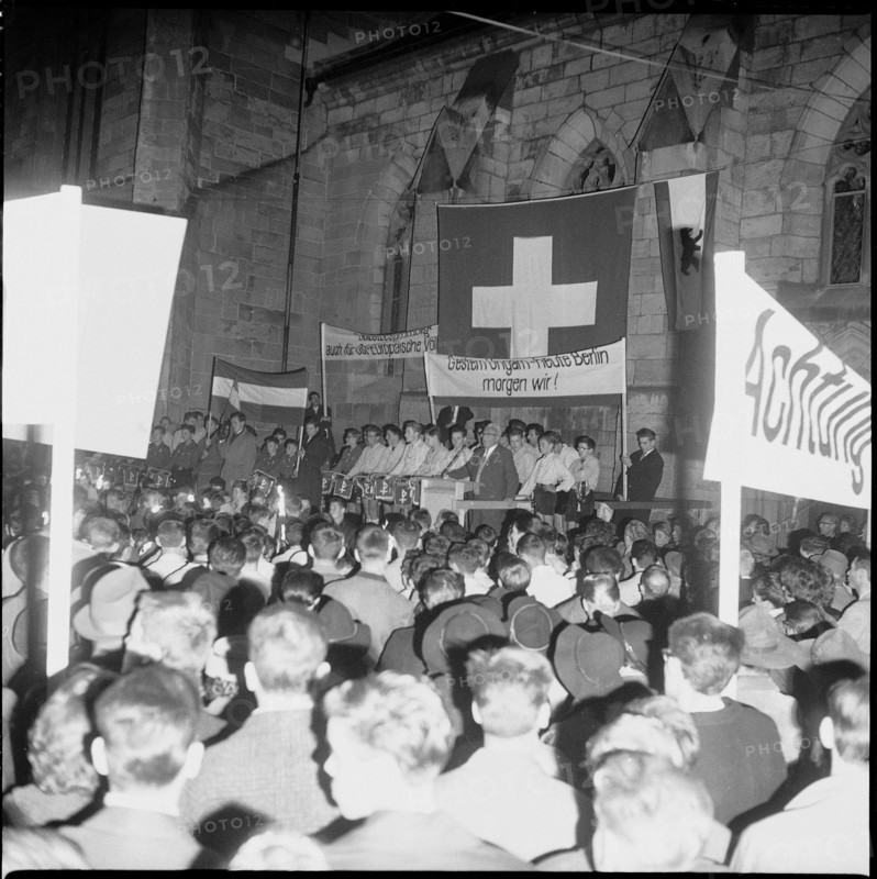 Hungary revolt: demonstration at 5th anniversary, Zurich 1961