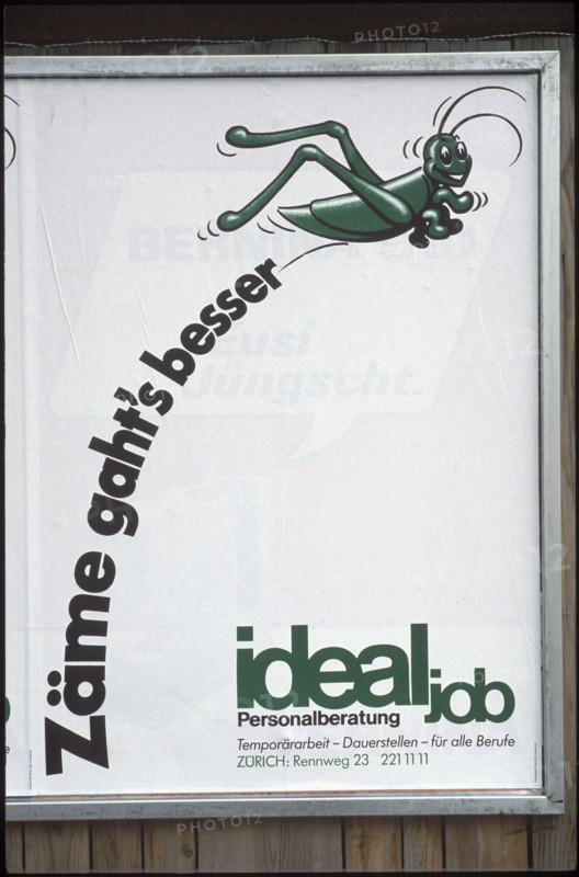 Advertising slogan in Swiss German dialect 1983